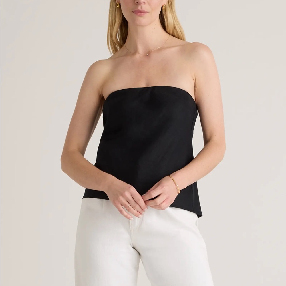 Linen Black Strapless Top